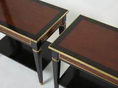 Maison Jansen Pair of Maison Jansen black wood mahogany brass end tables 1950s - 2303484