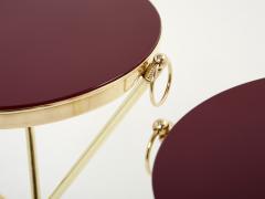 Maison Jansen Pair of Maison Jansen brass red lacquer gueridon tables 1960s - 2635466