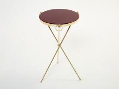 Maison Jansen Pair of Maison Jansen brass red lacquer gueridon tables 1960s - 2635468
