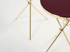Maison Jansen Pair of Maison Jansen brass red lacquer gueridon tables 1960s - 2635469