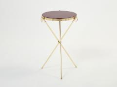 Maison Jansen Pair of Maison Jansen brass red lacquer gueridon tables 1960s - 2635470