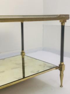 Maison Jansen Pair of Metal Maison Jansen Coffee Tables with Antique Mirrored Glass  - 2066591