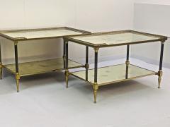 Maison Jansen Pair of Metal Maison Jansen Coffee Tables with Antique Mirrored Glass  - 2066592