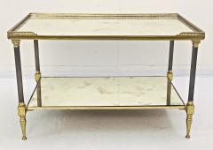 Maison Jansen Pair of Metal Maison Jansen Coffee Tables with Antique Mirrored Glass  - 2066594