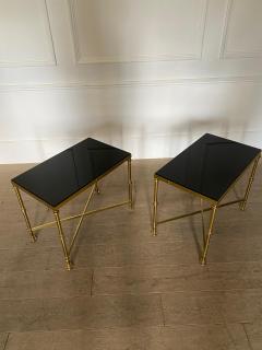 Maison Jansen Pair of Mid Century French Brass Side Tables by Maison Jansen - 3226108