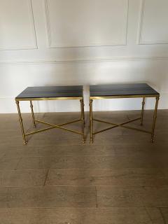 Maison Jansen Pair of Mid Century French Brass Side Tables by Maison Jansen - 3226110