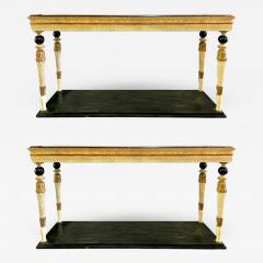 Maison Jansen Pair of Neoclassical Style Marble Top Consoles Attributed to Maison Jansen - 1270973