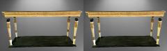 Maison Jansen Pair of Neoclassical Style Marble Top Consoles Attributed to Maison Jansen - 2973884