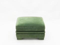 Maison Jansen Pair of Neoclassical ottomans by Maison Jansen green velvet 1970s - 1513757