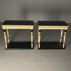 Maison Jansen Pair of Swedish Neoclassical Maison Jansen Marble Top Console Tables French - 3416273