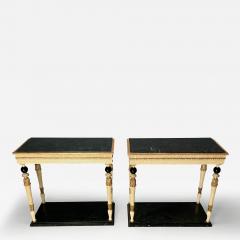 Maison Jansen Pair of Swedish Neoclassical Maison Jansen Marble Top Console Tables French - 3419323