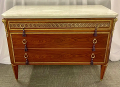 Maison Jansen Pair of Tortoise Louis XVI Style Commodes Chests or Nightstands Greek Key - 2489129