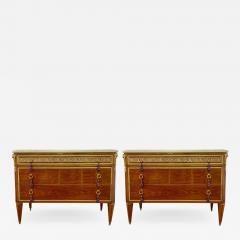 Maison Jansen Pair of Tortoise Louis XVI Style Commodes Chests or Nightstands Greek Key - 2490509