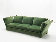 Maison Jansen Pair of large Neoclassical Maison Jansen sofas original green velvet 1970s - 1504349