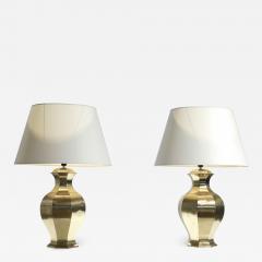 Maison Jansen Pair of large french brass table lamps 1970s - 994834