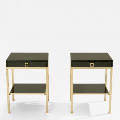 Maison Jansen Pair of side tables green lacquer brass Guy Lefevre Maison Jansen 1970 - 4747457