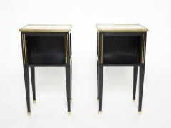 Maison Jansen Pair of stamped Maison Jansen black brass marble nightstands 1950s - 1959265