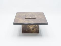 Maison Jansen Rare golden lacquer and brass Maison Jansen bar coffee table 1970s - 1329583