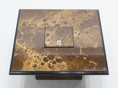 Maison Jansen Rare golden lacquer and brass Maison Jansen bar coffee table 1970s - 1329589