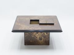 Maison Jansen Rare golden lacquer and brass Maison Jansen bar coffee table 1970s - 1329590