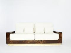 Maison Jansen Rare golden lacquer and brass Maison Jansen boucl sofa 1970s - 2267957