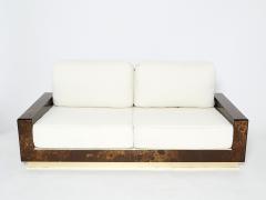 Maison Jansen Rare golden lacquer and brass Maison Jansen boucl sofa 1970s - 2267960