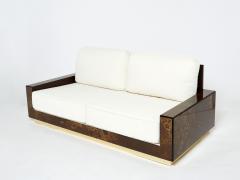 Maison Jansen Rare golden lacquer and brass Maison Jansen boucl sofa 1970s - 2267963