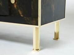 Maison Jansen Rare golden lacquer and brass Maison Jansen chest of drawers 1970s - 1920440