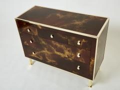 Maison Jansen Rare golden lacquer and brass Maison Jansen chest of drawers 1970s - 2303737