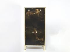 Maison Jansen Rare golden lacquer and brass Maison Jansen secretary cabinet 1970s - 2232780