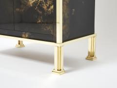 Maison Jansen Rare golden lacquer and brass Maison Jansen secretary cabinet 1970s - 2232786