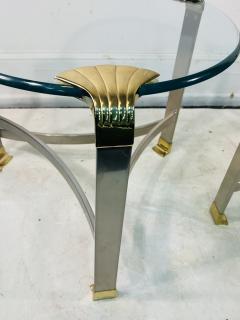 Maison Jansen STUNNING PAIR OF MAISON JANSEN NICKEL AND BRASS SHELL ACCENTED GUERIDON TABLES - 3328738