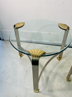 Maison Jansen STUNNING PAIR OF MAISON JANSEN NICKEL AND BRASS SHELL ACCENTED GUERIDON TABLES - 3328740