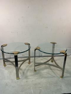Maison Jansen STUNNING PAIR OF MAISON JANSEN NICKEL AND BRASS SHELL ACCENTED GUERIDON TABLES - 3328741