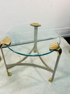 Maison Jansen STUNNING PAIR OF MAISON JANSEN NICKEL AND BRASS SHELL ACCENTED GUERIDON TABLES - 3328742