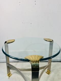 Maison Jansen STUNNING PAIR OF MAISON JANSEN NICKEL AND BRASS SHELL ACCENTED GUERIDON TABLES - 3328743