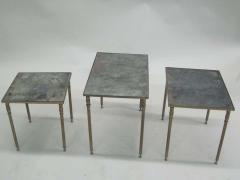Maison Jansen Set 3 French Mid Century Modern Brass Mirror Nesting Tables by Maison Jansen - 1819534