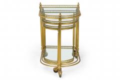 Maison Jansen Set of 3 Maison Jansen Mid Century French Brass Rolling Nesting Tables - 4274096