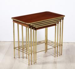 Maison Jansen Set of 4 Mahogany and Brass Nesting Tables - 3104510