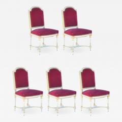 Maison Jansen Set of 5 Chic Crimson Velvet Chairs in the style of Maison Jansen - 975651