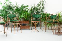 Maison Jansen Set of 9 Faux Bamboo Planters and Small Tables with Glass Top France 1970s - 3188441