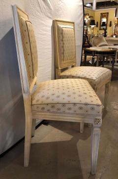 Maison Jansen Set of Ten Jansen Style Paint Decorated Gilt Louis XVI Style Dining Chairs - 1270857