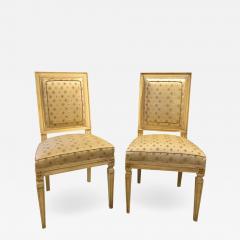 Maison Jansen Set of Ten Jansen Style Paint Decorated Gilt Louis XVI Style Dining Chairs - 1273356