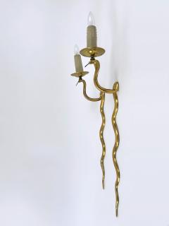 Maison Jansen Set of Two Rare Cast Brass Cobra Sconces or Wall Lamps by Maison Jansen 1950s - 4731943