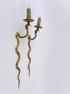 Maison Jansen Set of Two Rare Cast Brass Cobra Sconces or Wall Lamps by Maison Jansen 1950s - 4731946