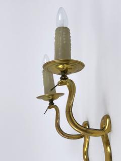 Maison Jansen Set of Two Rare Cast Brass Cobra Sconces or Wall Lamps by Maison Jansen 1950s - 4731948