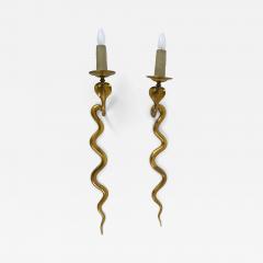 Maison Jansen Set of Two Rare Cast Brass Cobra Sconces or Wall Lamps by Maison Jansen 1950s - 4731978
