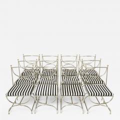 Maison Jansen Set of twelve steel brass velvet curule chairs by Maison Jansen 1960s - 2240692