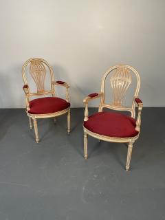 Maison Jansen Six Louis XVI Maison Jansen Style Bleached Balloon Back Dining Chairs Whitewash - 3199898