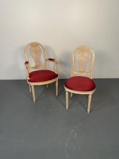 Maison Jansen Six Louis XVI Maison Jansen Style Bleached Balloon Back Dining Chairs Whitewash - 3199899